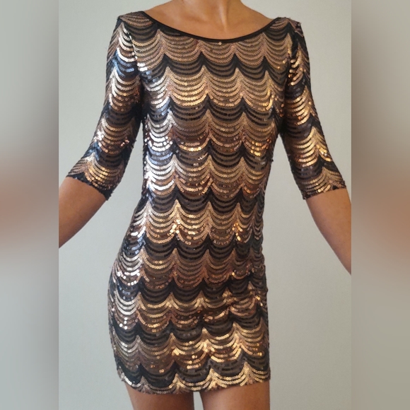 Papaya Sequin Party Dress - Picture 5 of 8